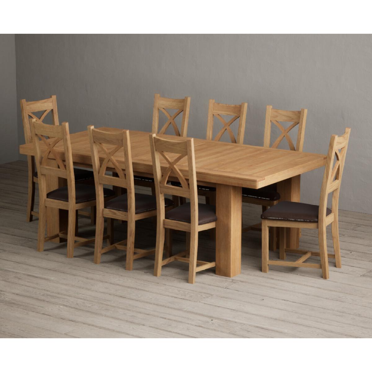 Extending Callington 230cm Oak Dining Table with 10 Oak Natural Chairs – image 4
