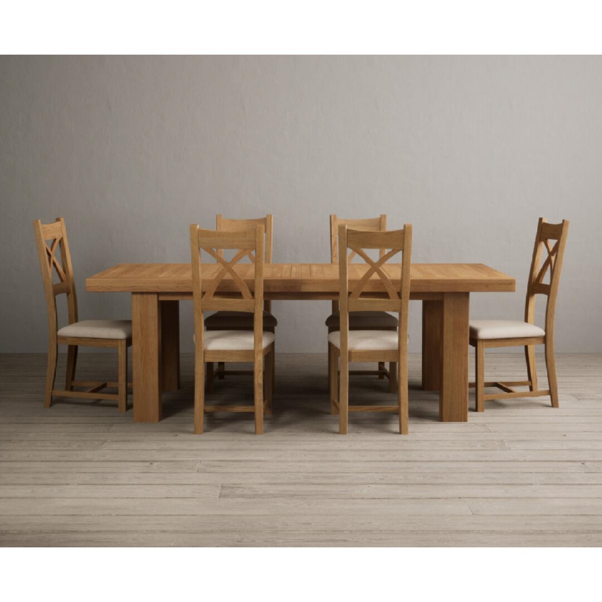 Extending Callington 230cm Oak Dining Table with 10 Oak Natural Chairs – image 32