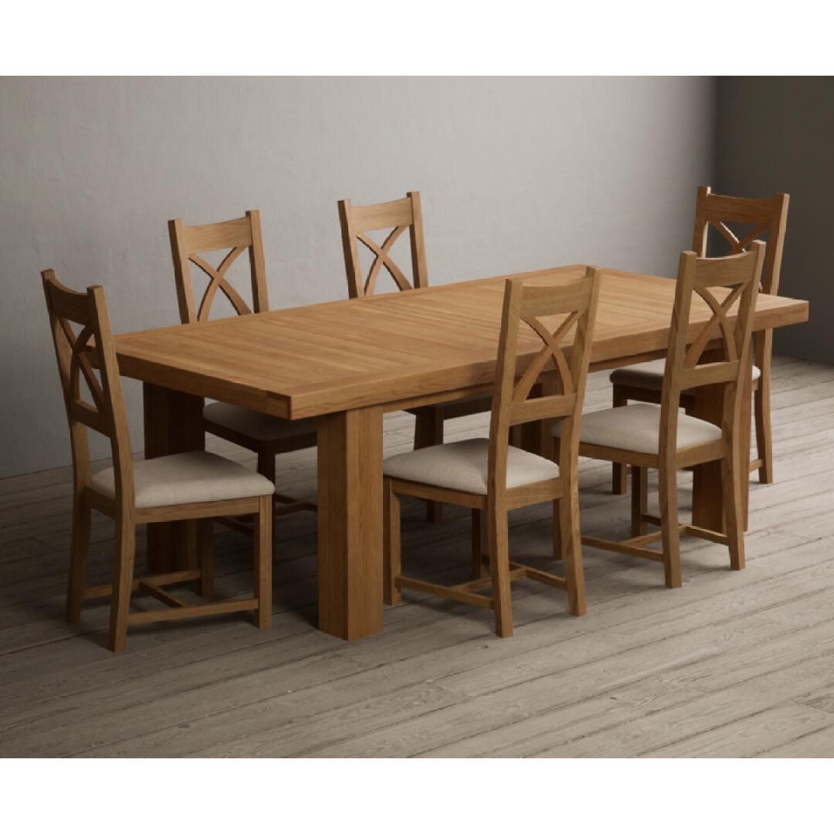 Extending Callington 230cm Oak Dining Table with 10 Oak Natural Chairs – image 33