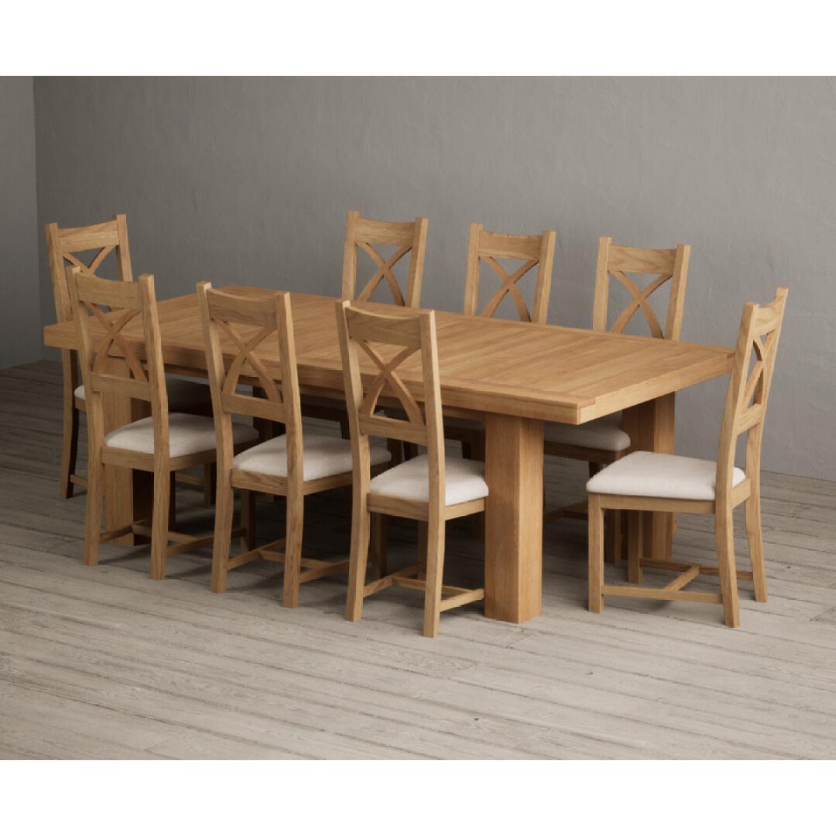 Extending Callington 230cm Oak Dining Table with 10 Oak Natural Chairs – image 34