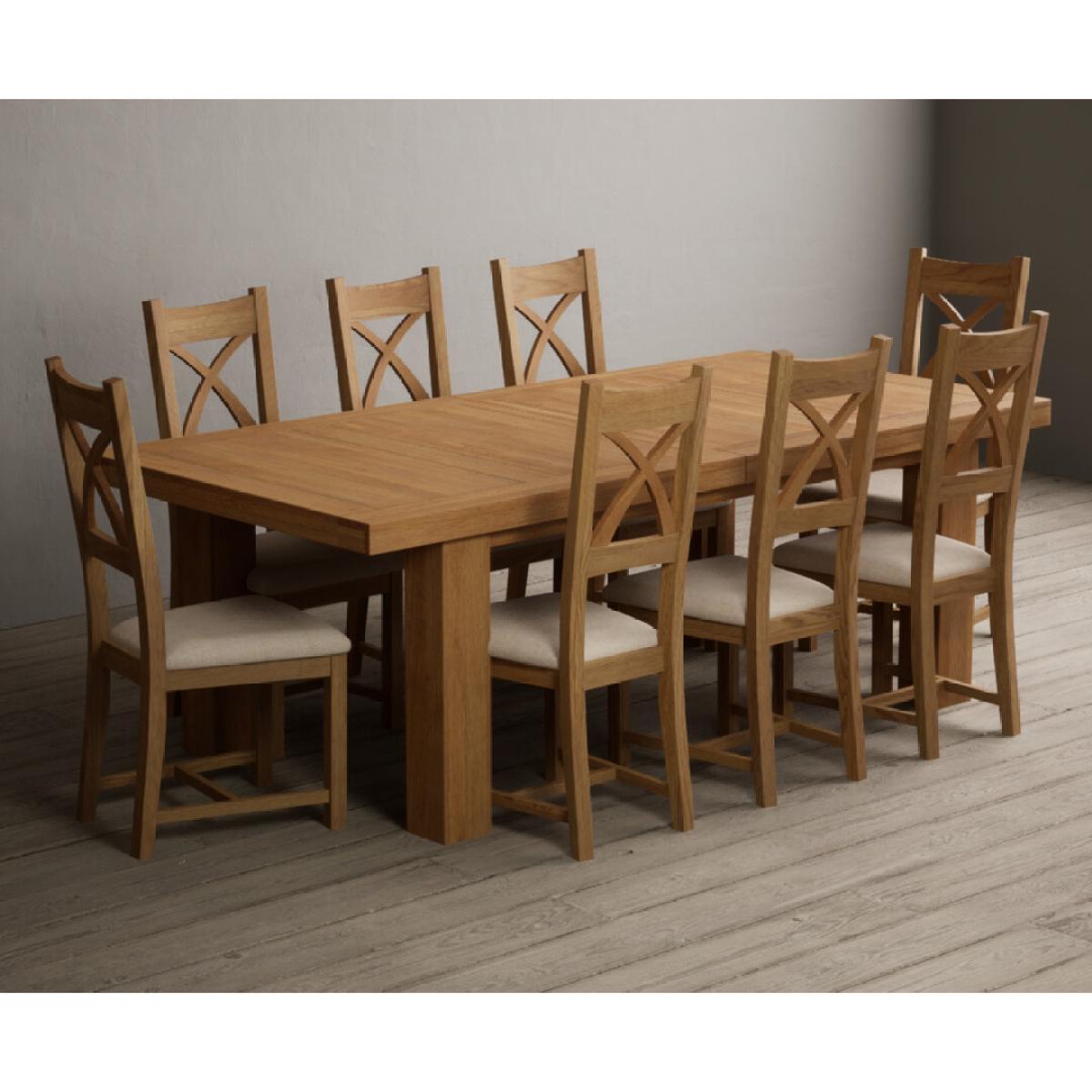 Extending Callington 230cm Oak Dining Table with 10 Oak Natural Chairs – image 36
