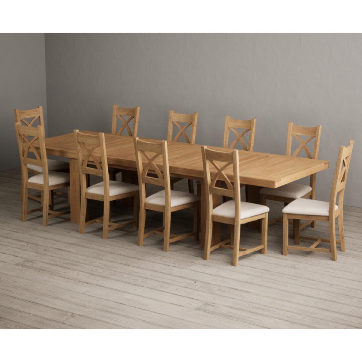 Extending Callington 230cm Oak Dining Table with 10 Oak Natural Chairs – image 37