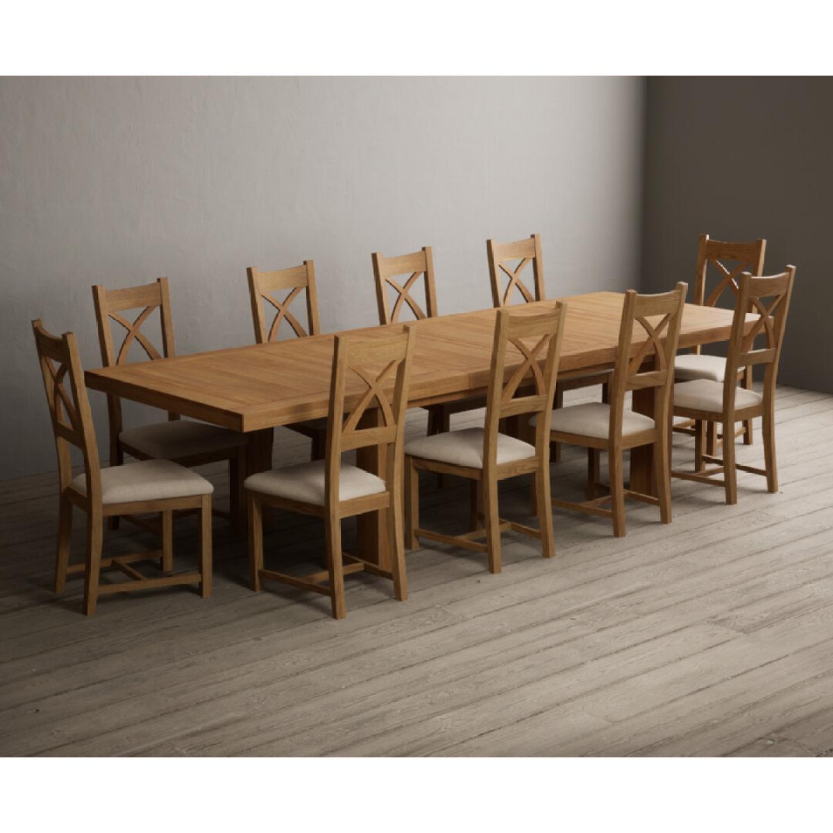 Extending Callington 230cm Oak Dining Table with 10 Oak Natural Chairs – image 38