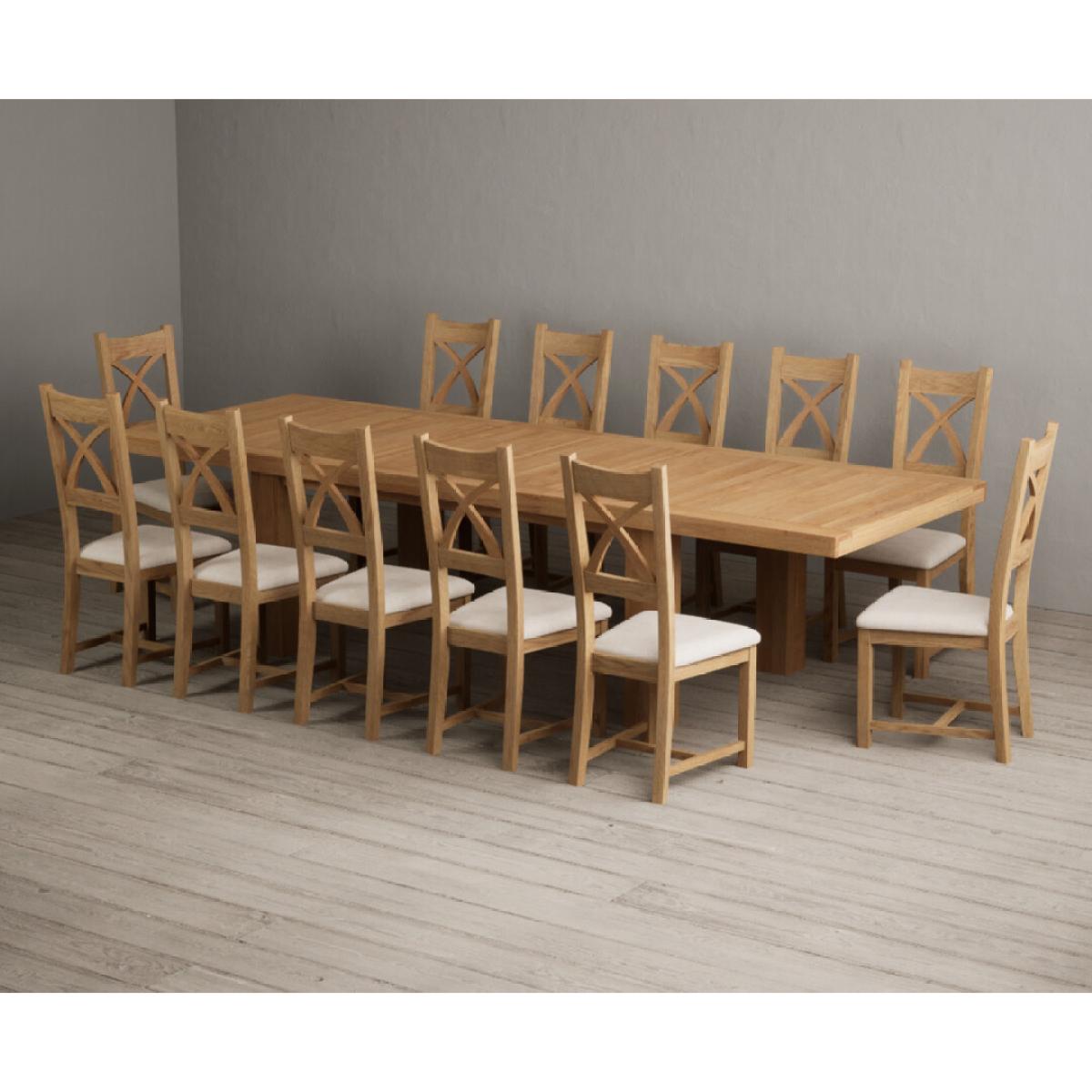 Extending Callington 230cm Oak Dining Table with 10 Oak Natural Chairs – image 39