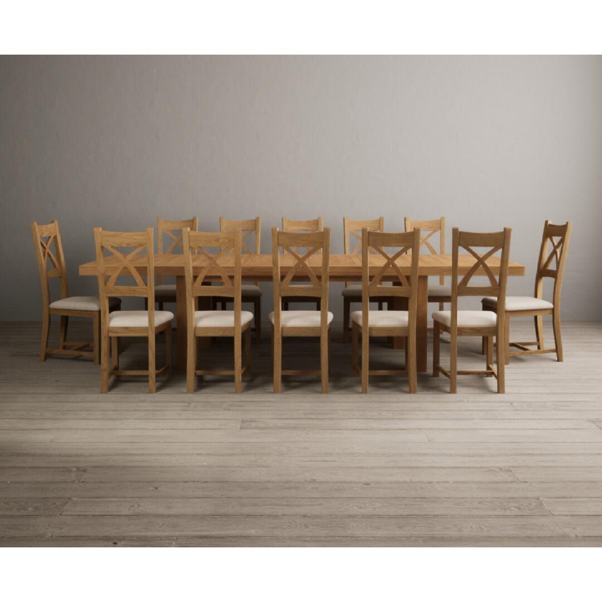 Extending Callington 230cm Oak Dining Table with 10 Oak Natural Chairs – image 40