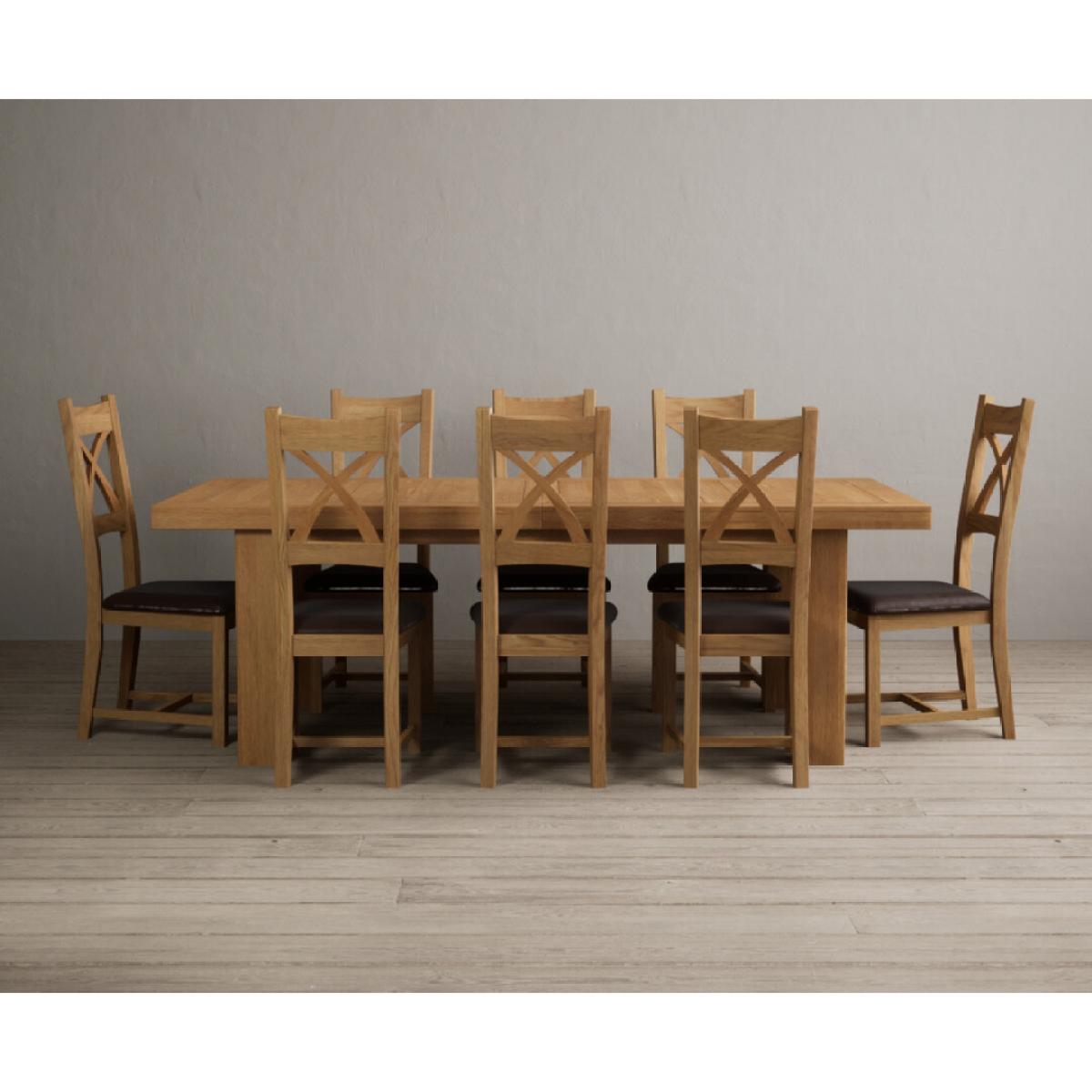 Extending Callington 230cm Oak Dining Table with 10 Oak Natural Chairs – image 5