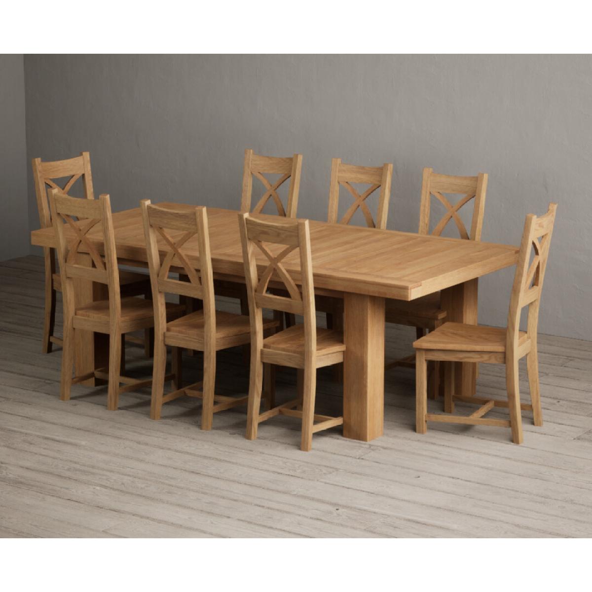 Extending Callington 230cm Oak Dining Table with 10 Oak Natural Chairs – image 46