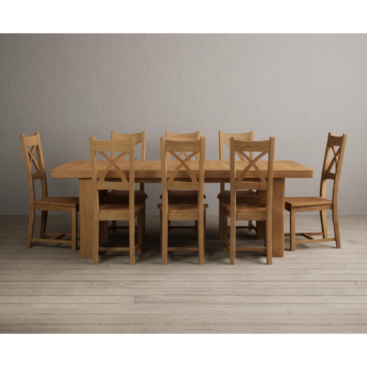 Extending Callington 230cm Oak Dining Table with 10 Oak Natural Chairs – image 47
