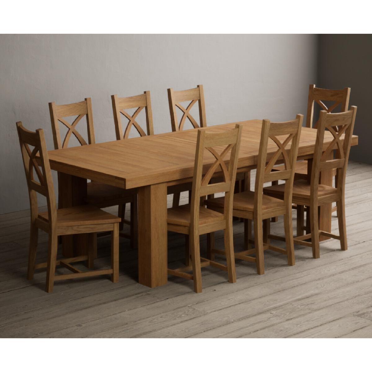 Extending Callington 230cm Oak Dining Table with 10 Oak Natural Chairs – image 48