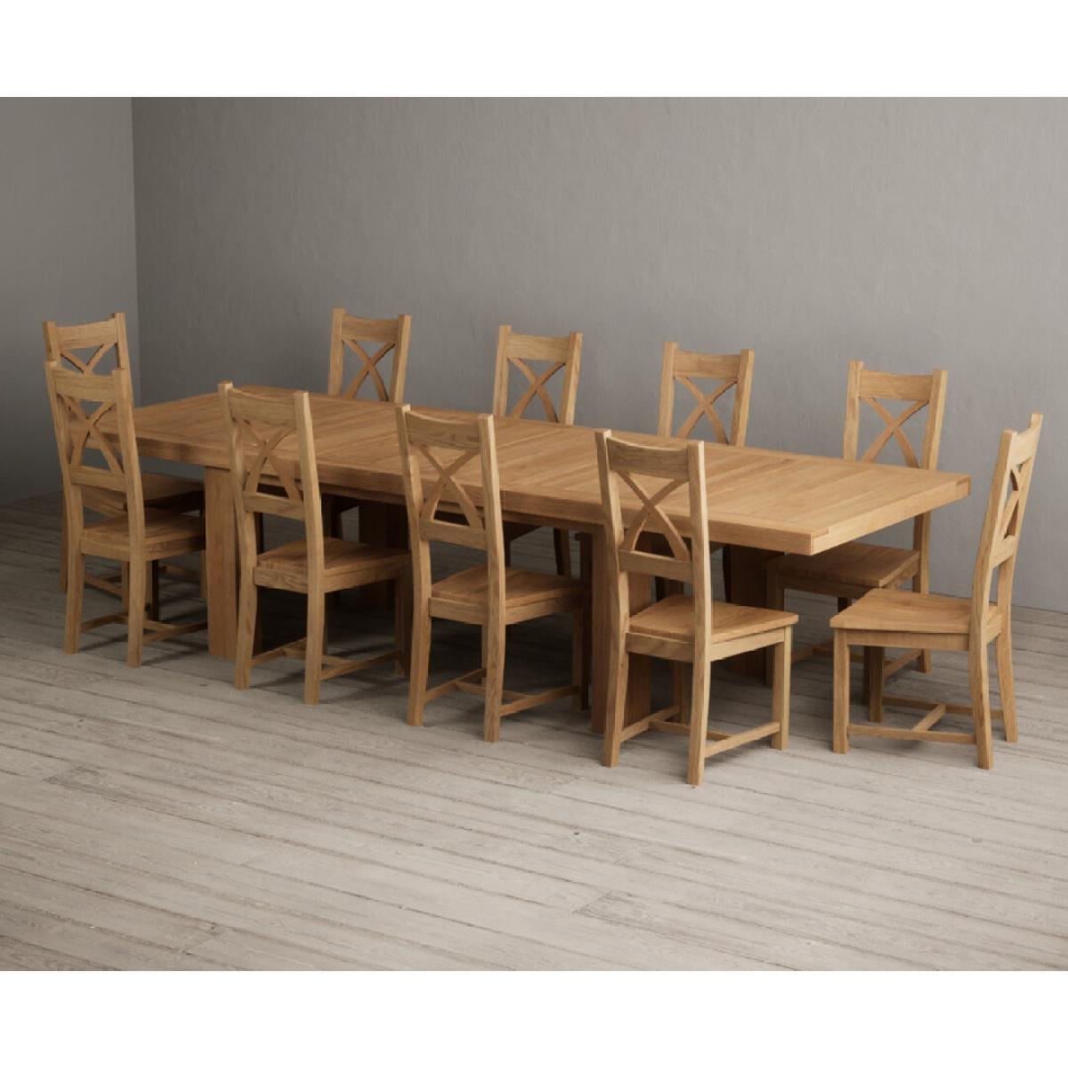Extending Callington 230cm Oak Dining Table with 10 Oak Natural Chairs – image 49