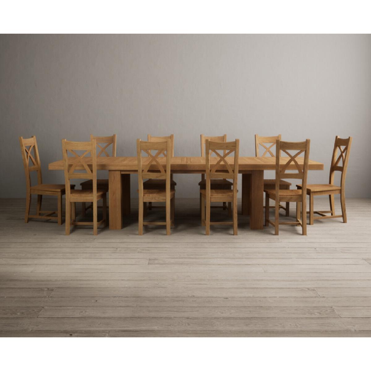 Extending Callington 230cm Oak Dining Table with 10 Oak Natural Chairs – image 50