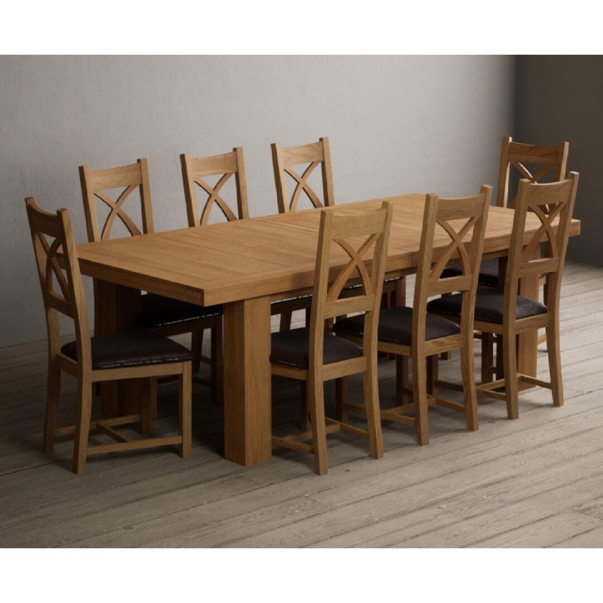 Extending Callington 230cm Oak Dining Table with 10 Oak Natural Chairs – image 6