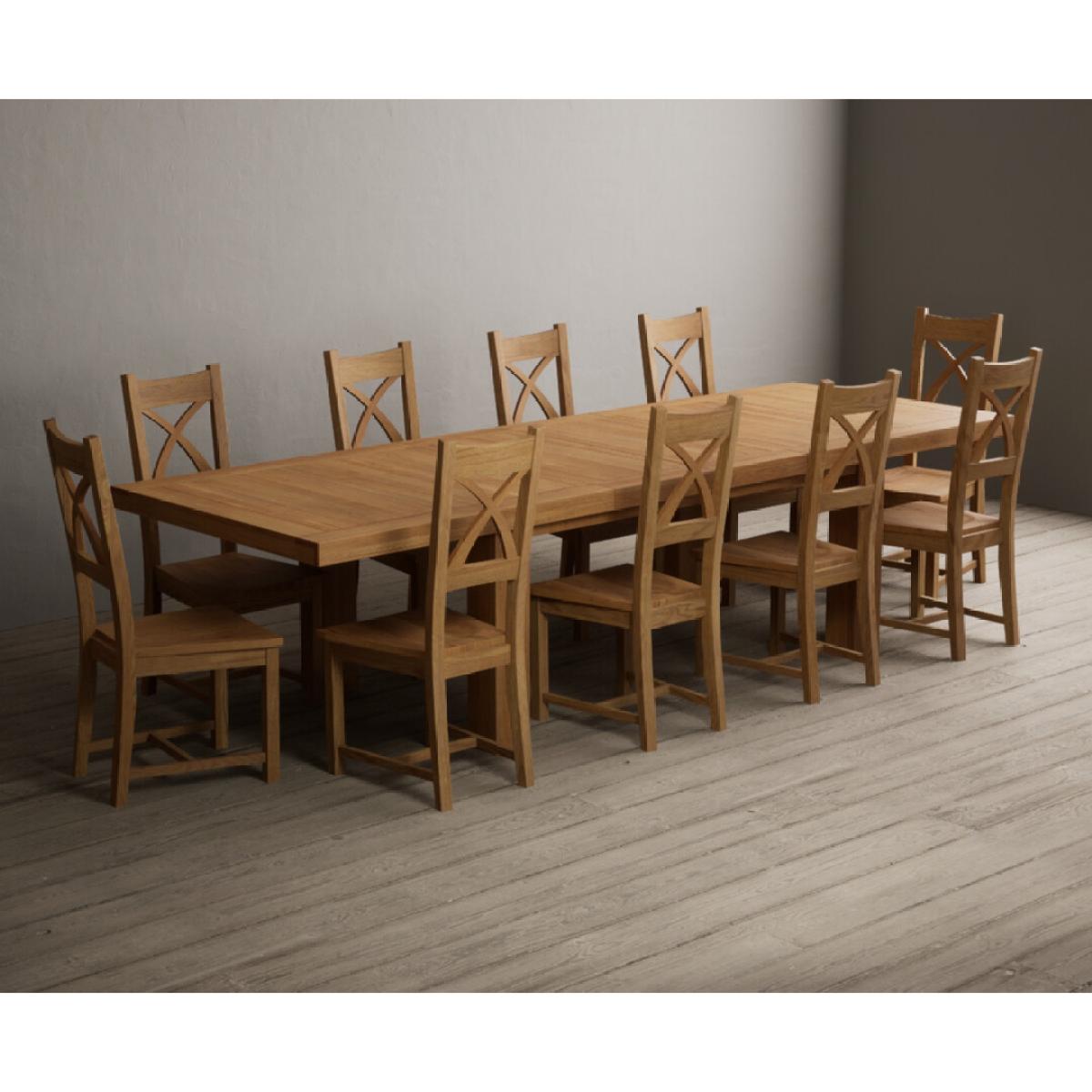 Extending Callington 230cm Oak Dining Table with 10 Oak Natural Chairs – image 51