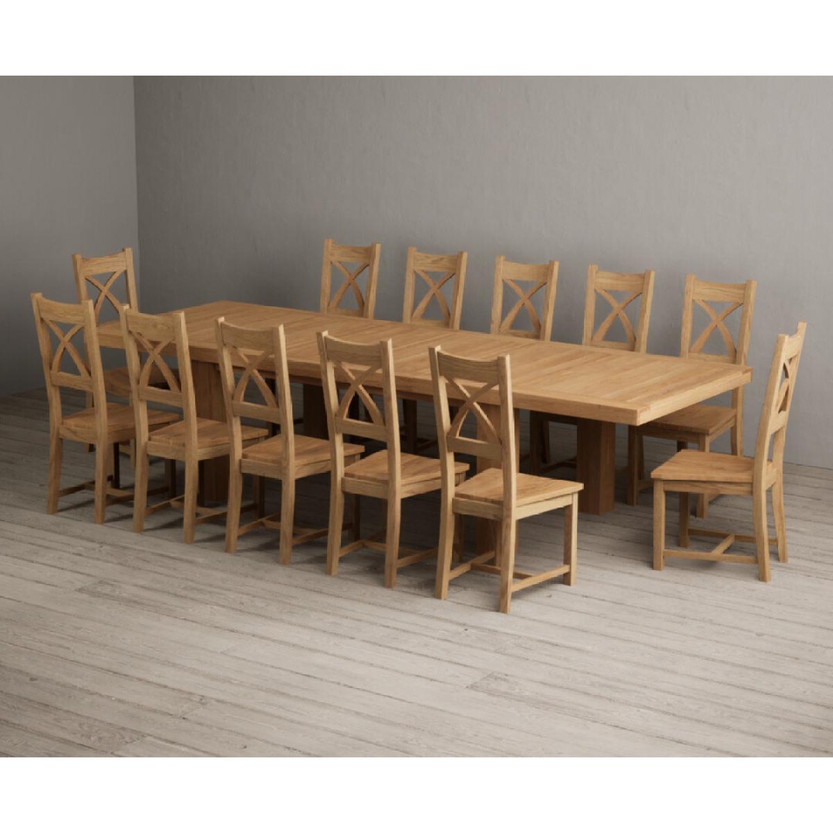 Extending Callington 230cm Oak Dining Table with 10 Oak Natural Chairs – image 52