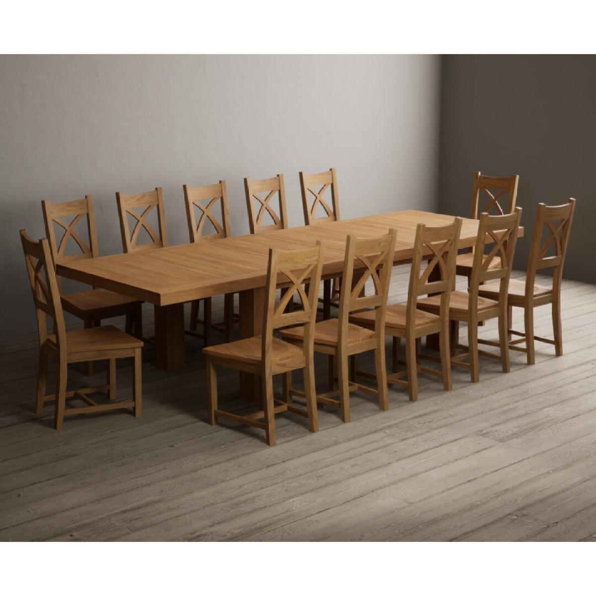 Extending Callington 230cm Oak Dining Table with 10 Oak Natural Chairs – image 54