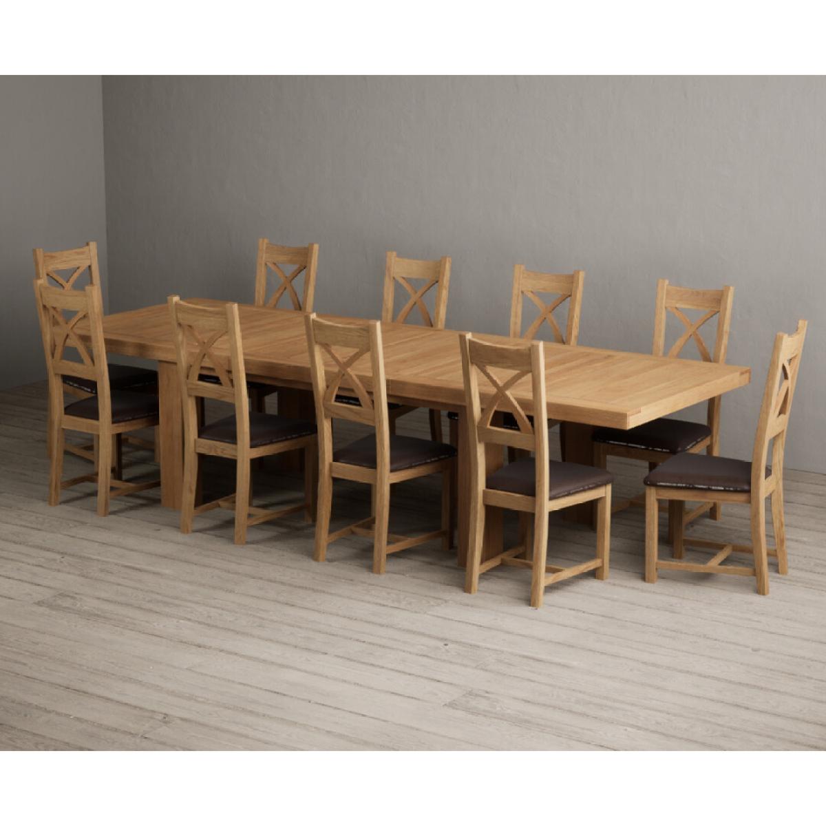 Extending Callington 230cm Oak Dining Table with 10 Oak Natural Chairs – image 7