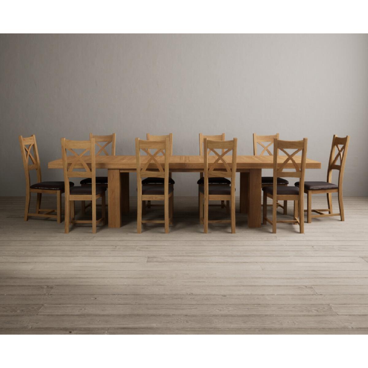 Extending Callington 230cm Oak Dining Table with 10 Oak Natural Chairs – image 8