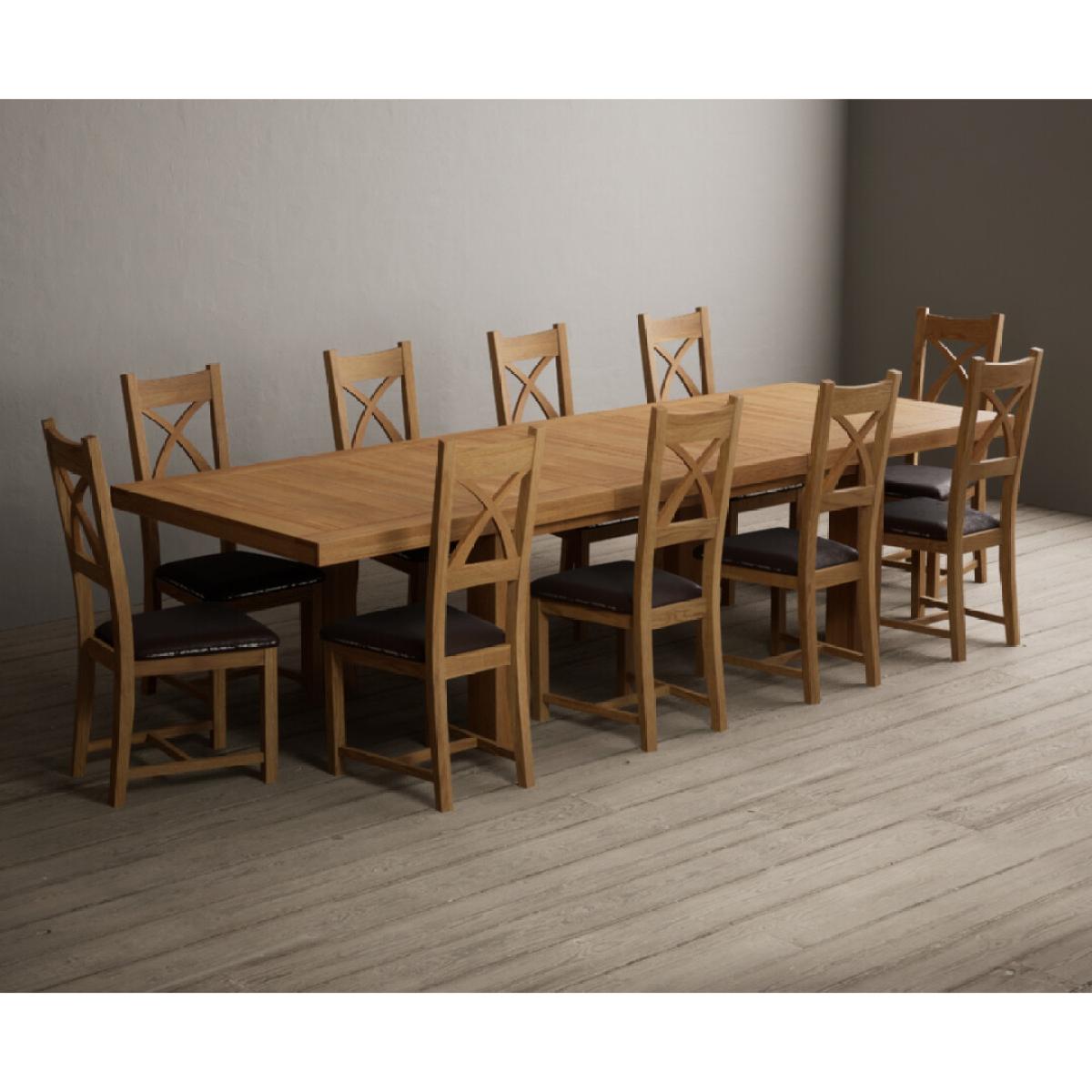 Extending Callington 230cm Oak Dining Table with 10 Oak Natural Chairs – image 9