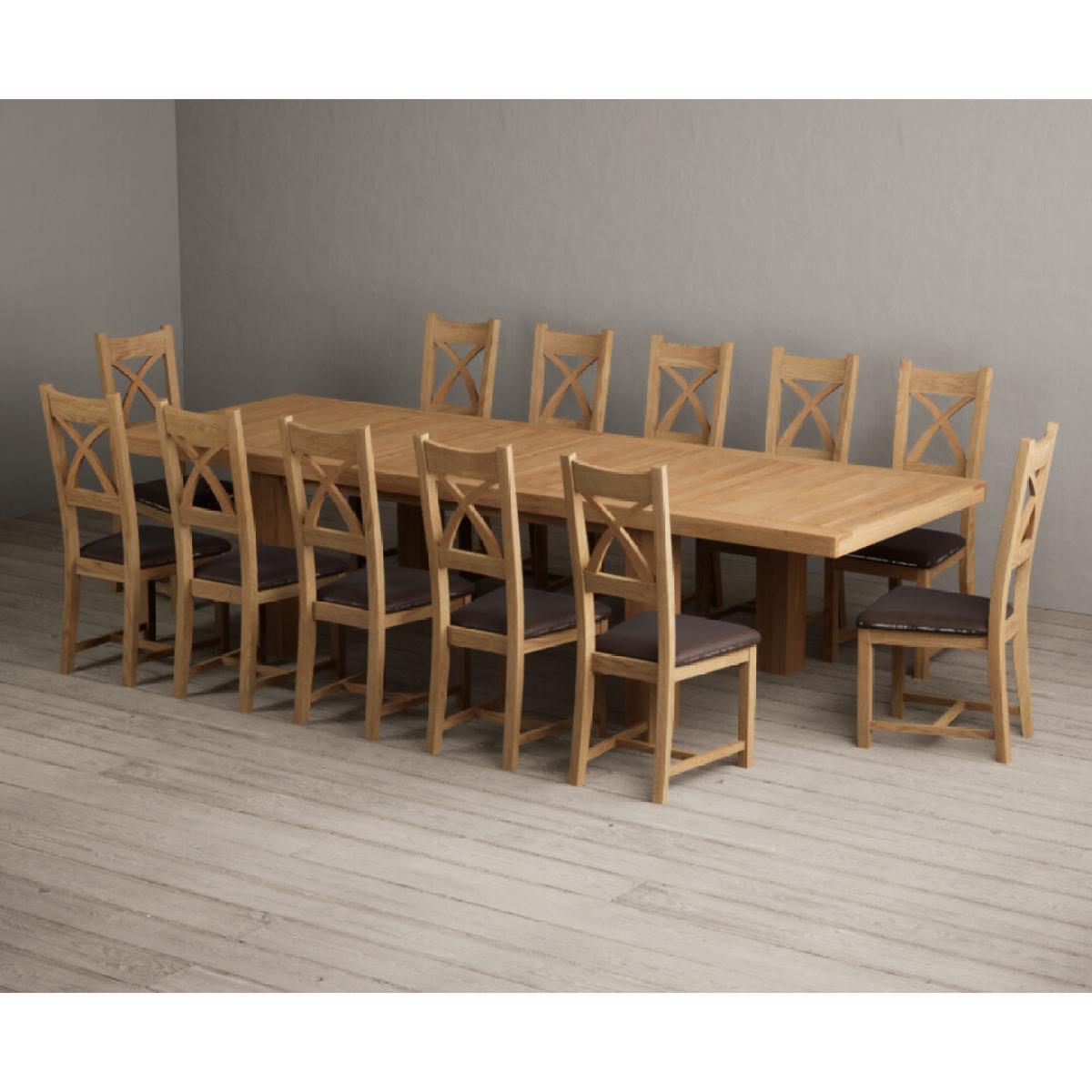 Extending Callington 230cm Oak Dining Table with 10 Oak Natural Chairs – image 10