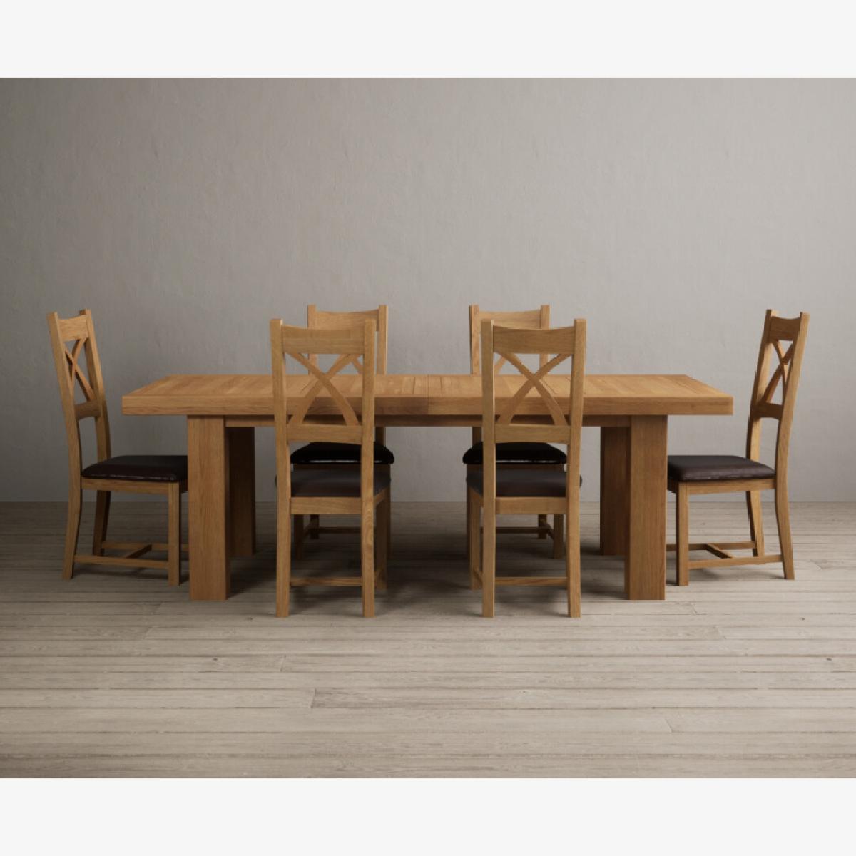 Extending Callington 230cm Oak Dining Table with 10 Oak Natural Chairs – image 1