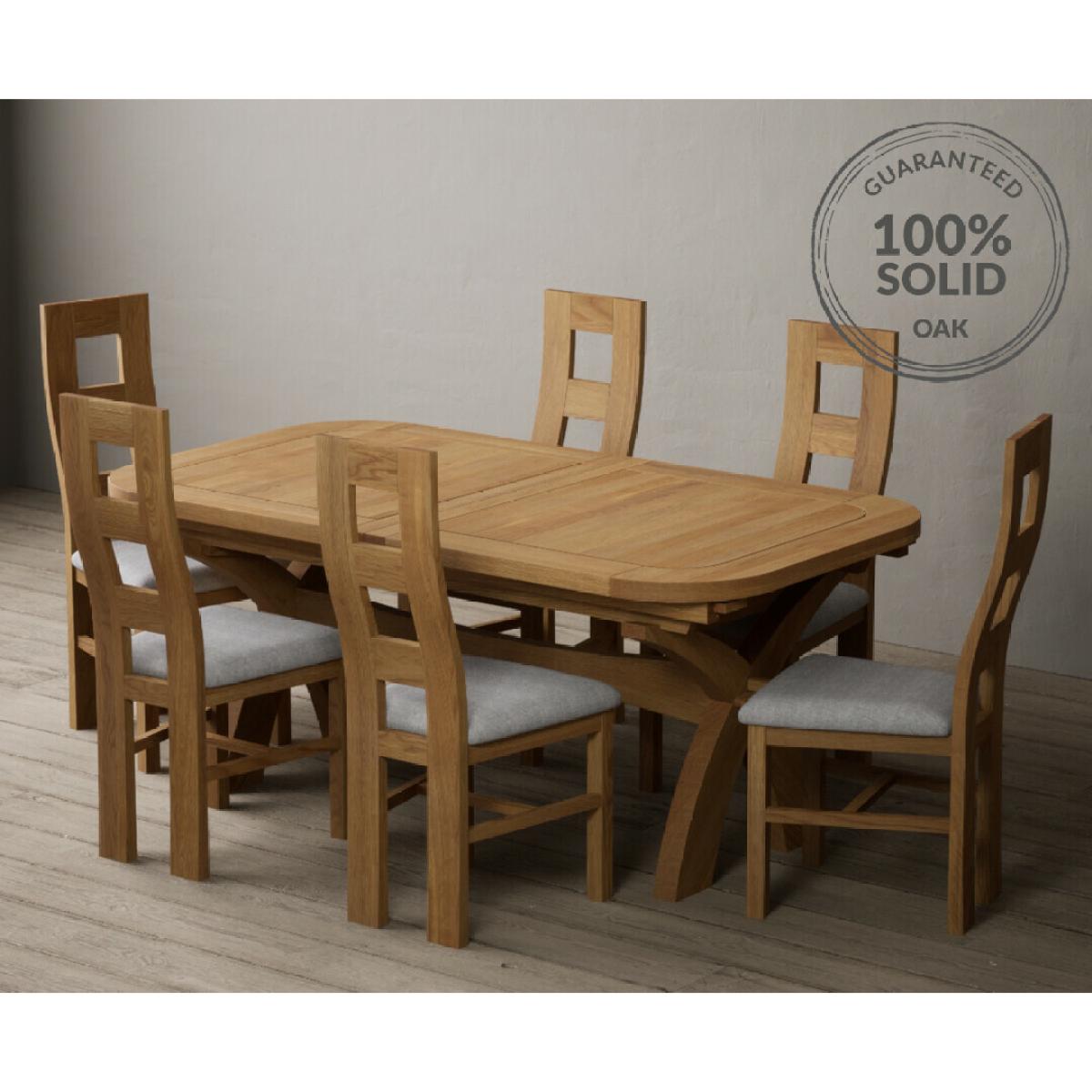 Extending Olympia 180cm Solid Oak Dining Table with 12 Charcoal Grey Natural Chairs – image 12