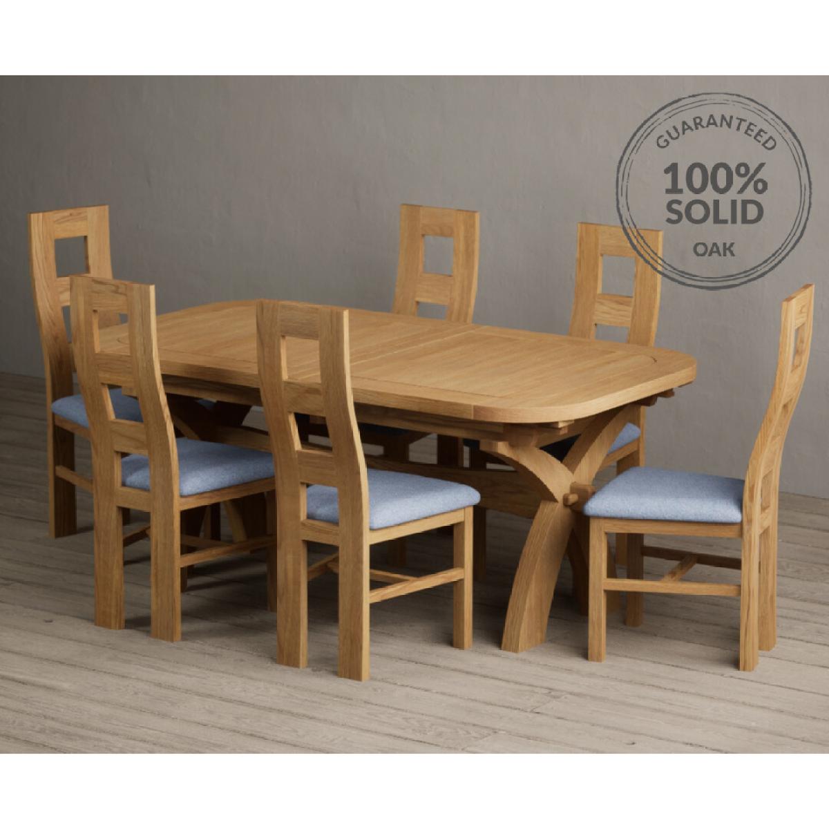 Extending Olympia 180cm Solid Oak Dining Table with 12 Charcoal Grey Natural Chairs – image 13