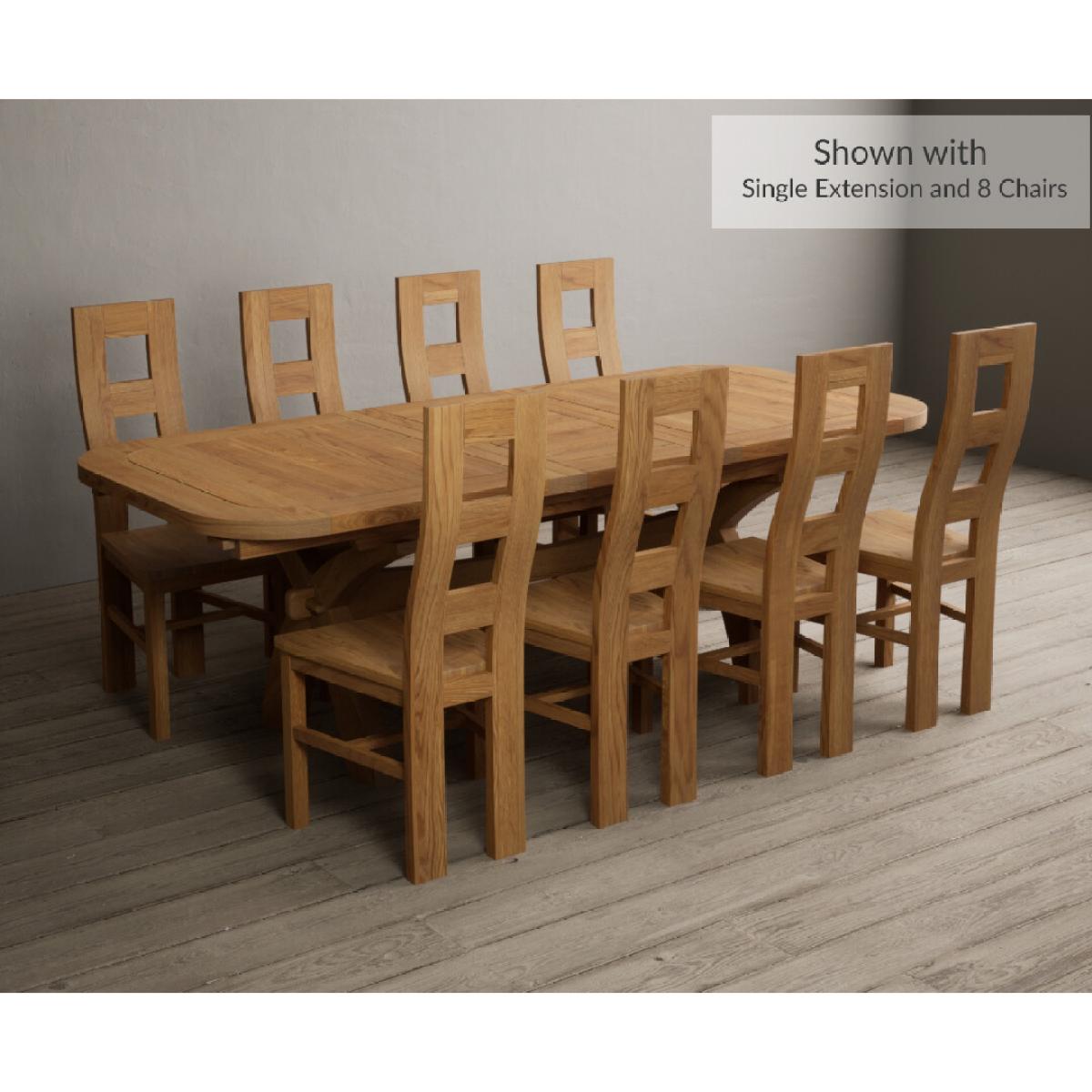 Extending Olympia 180cm Solid Oak Dining Table with 12 Charcoal Grey Natural Chairs – image 5