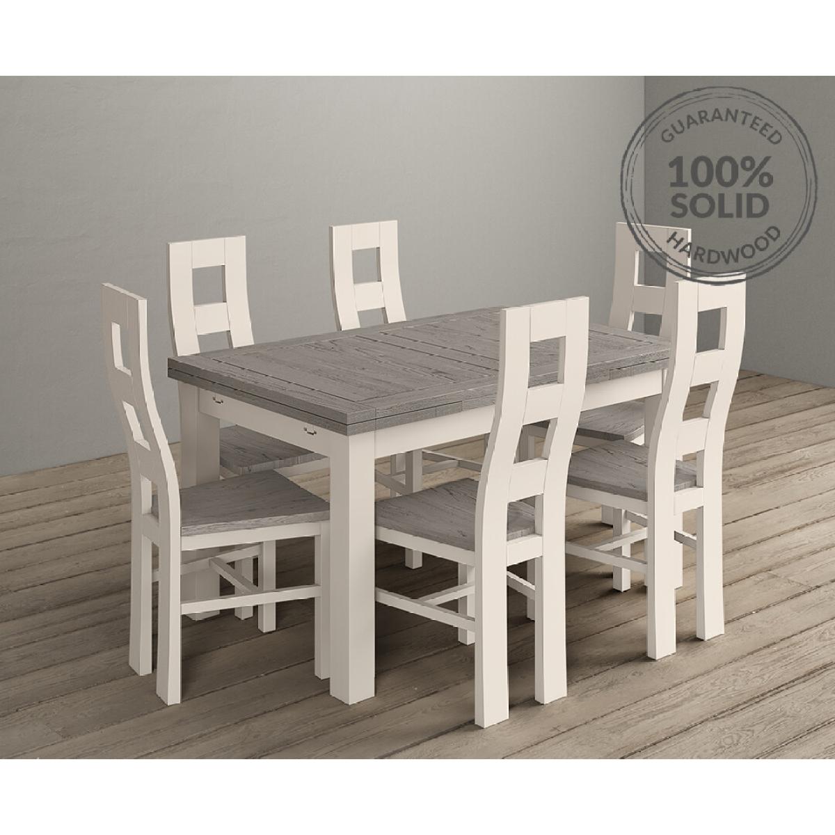 Extending Dartmouth 140cm Oak and Soft White Painted Dining Table With 8 Flow Back Chairs – image 2