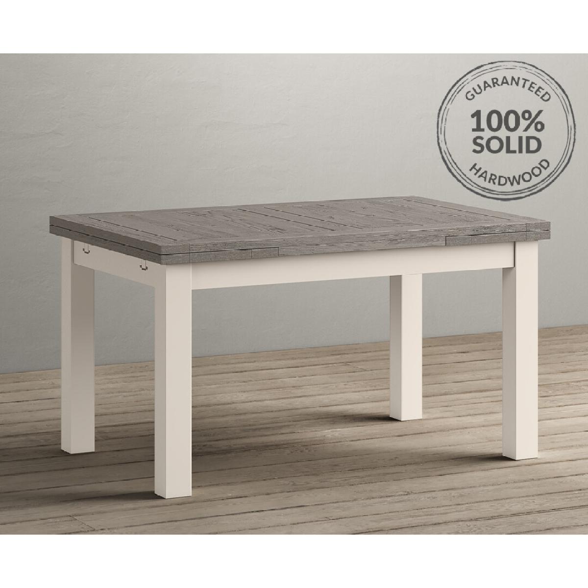 Extending Dartmouth 140cm Oak and Soft White Painted Dining Table With 8 Flow Back Chairs – image 12