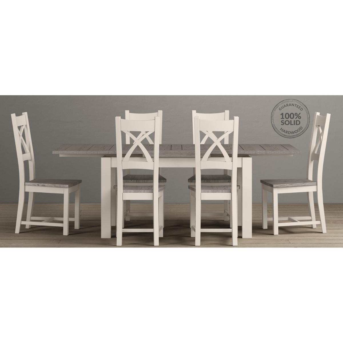 Extending Dartmouth 140cm Oak and Soft White Painted Dining Table With 8 Flow Back Chairs – image 17
