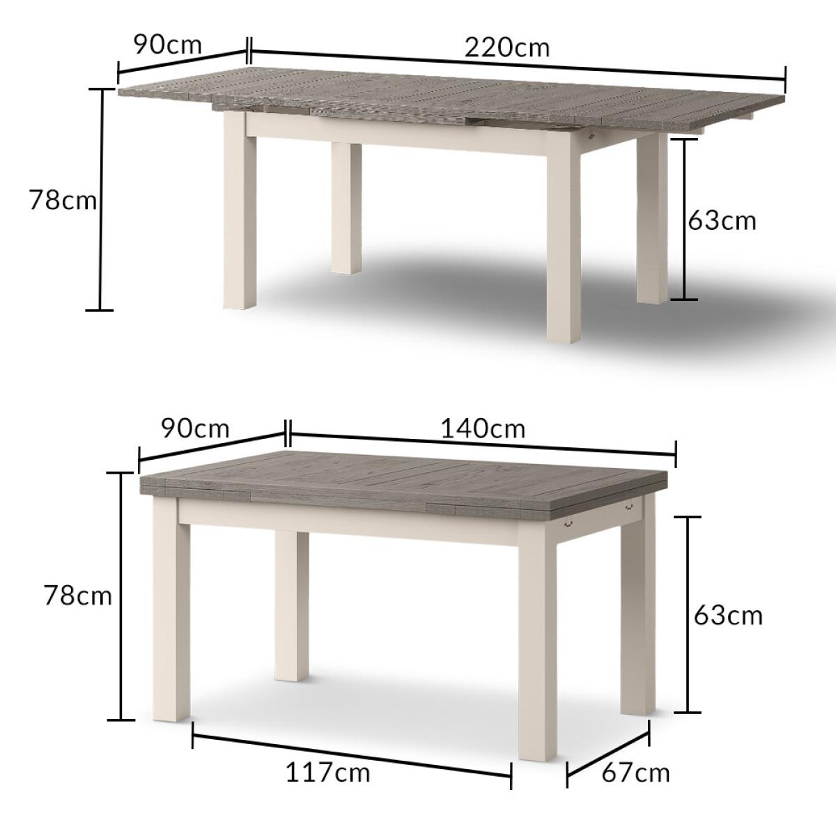 Extending Dartmouth 140cm Oak and Soft White Painted Dining Table With 8 Flow Back Chairs – image 18