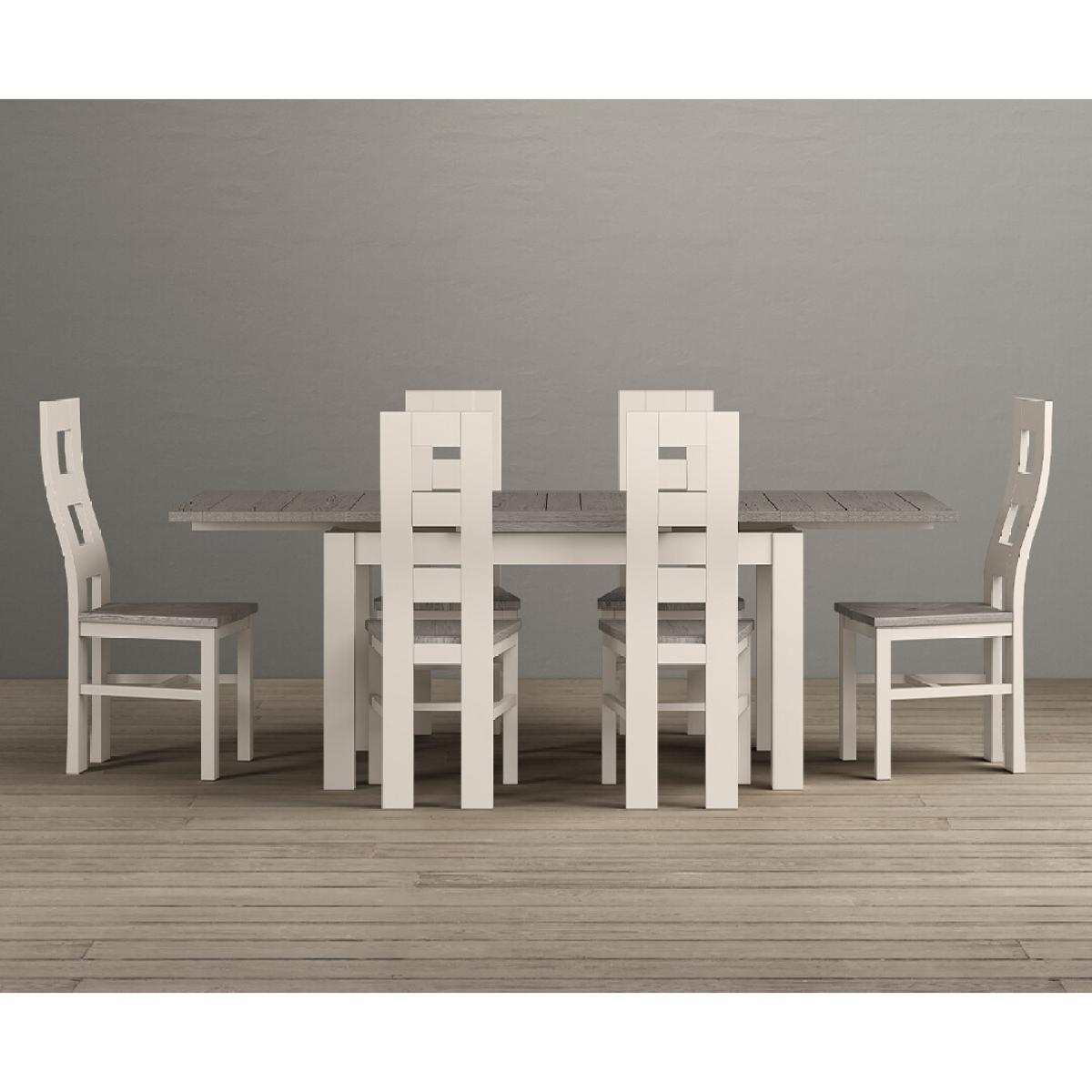 Extending Dartmouth 140cm Oak and Soft White Painted Dining Table With 8 Flow Back Chairs – image 3