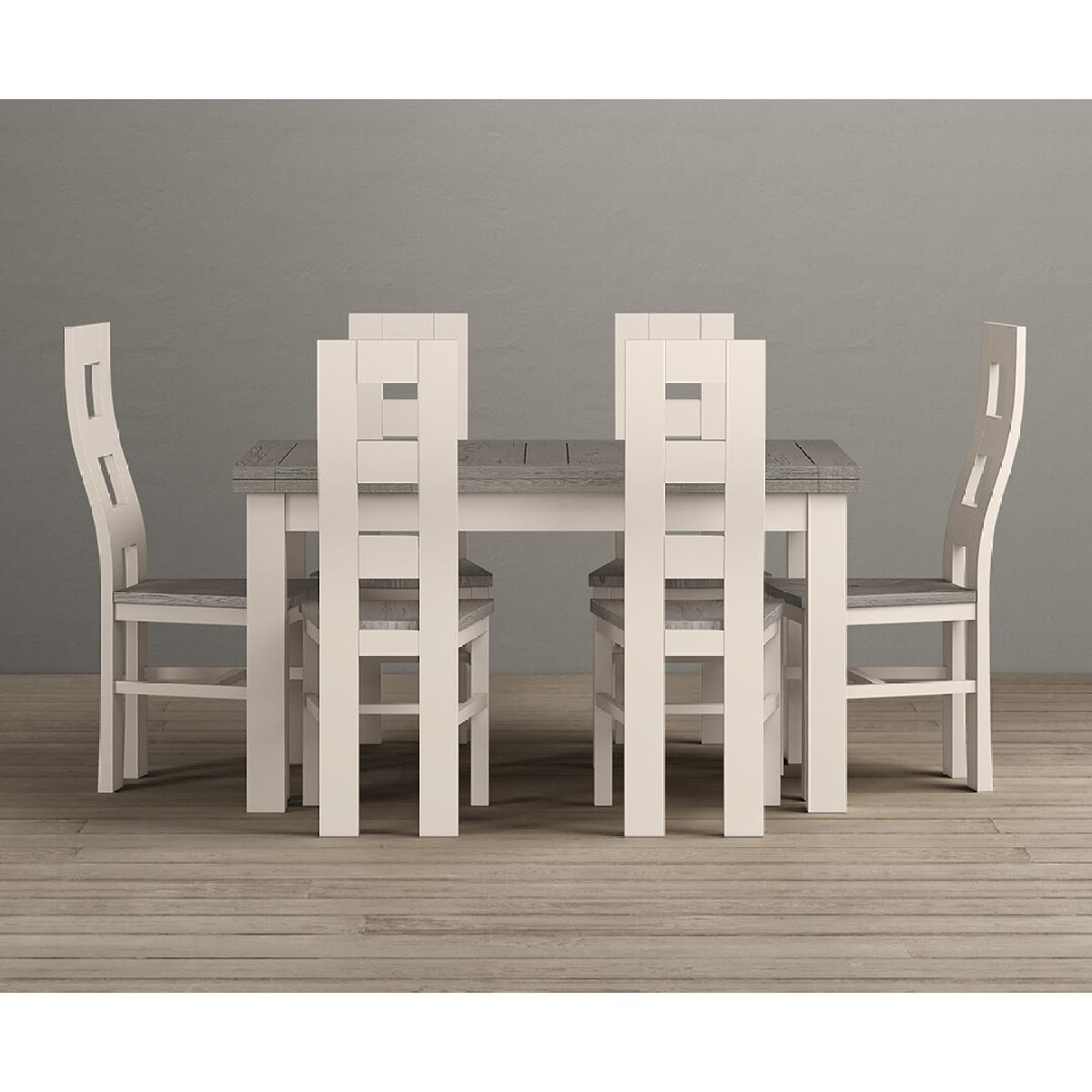 Extending Dartmouth 140cm Oak and Soft White Painted Dining Table With 8 Flow Back Chairs – image 4