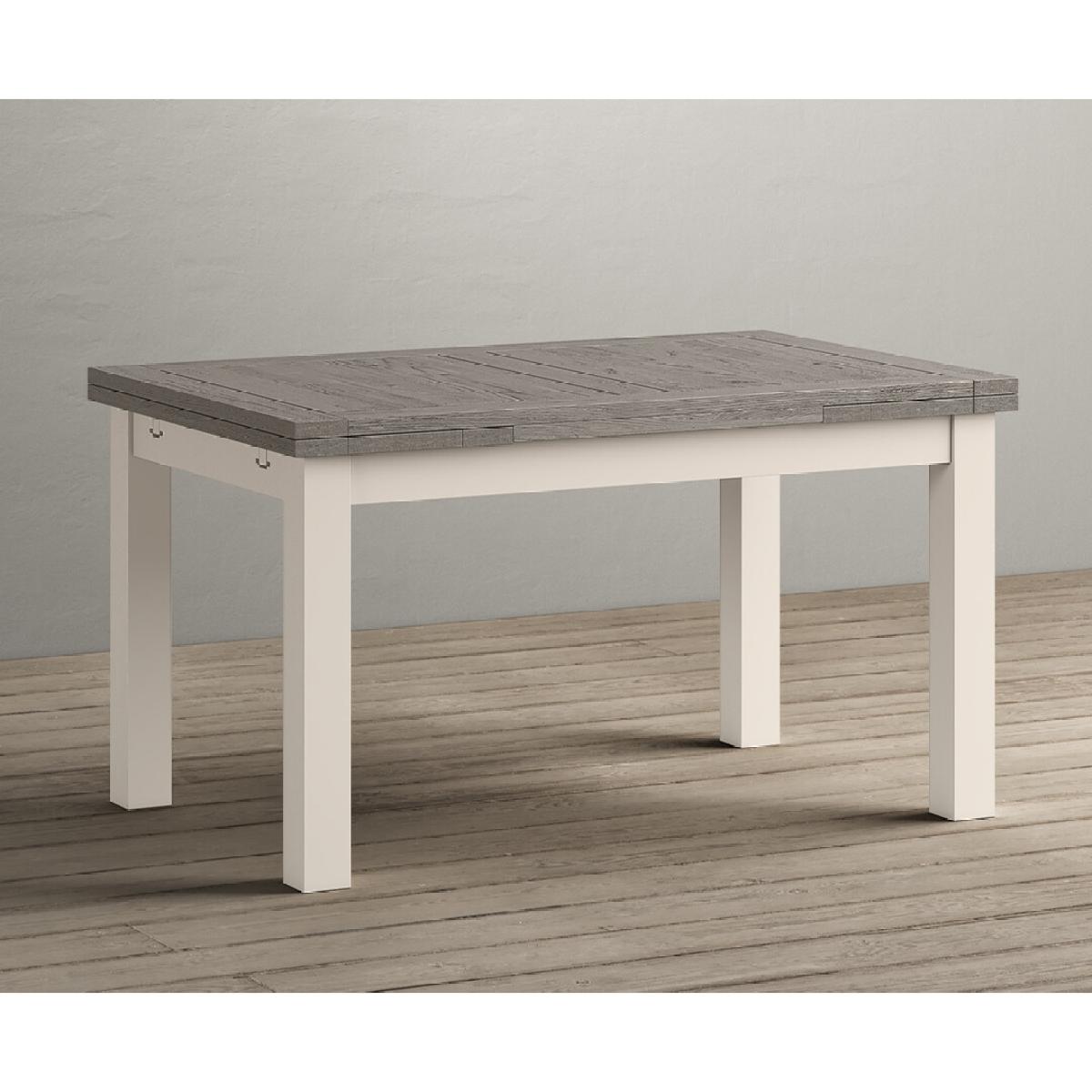 Extending Dartmouth 140cm Oak and Soft White Painted Dining Table With 8 Flow Back Chairs – image 6