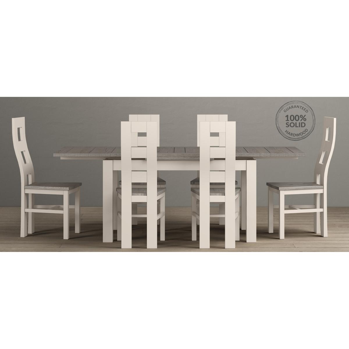 Extending Dartmouth 140cm Oak and Soft White Painted Dining Table With 8 Flow Back Chairs – image 9