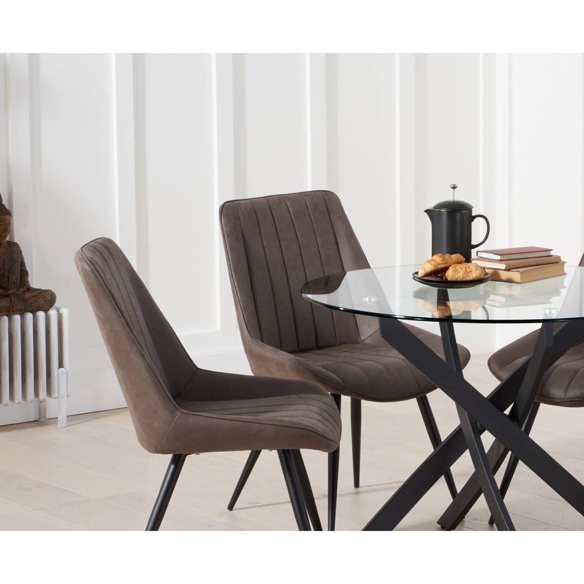 Mara 100cm Round Glass Dining Table with Marcel Antique Chairs – image 2