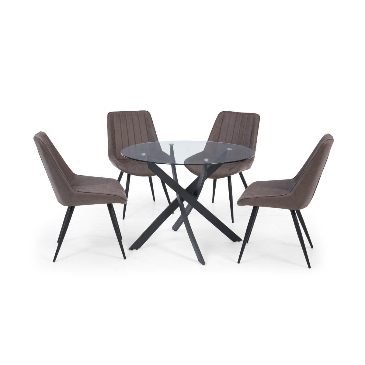 Mara 100cm Round Glass Dining Table with Marcel Antique Chairs – image 12
