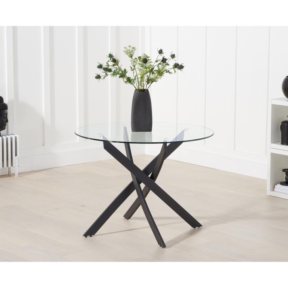 Mara 100cm Round Glass Dining Table with Marcel Antique Chairs – image 3