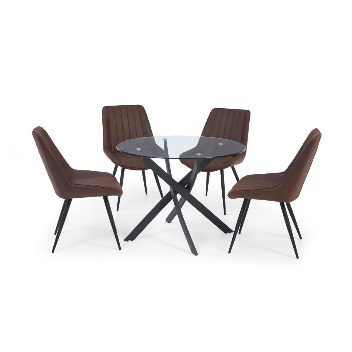 Mara 100cm Round Glass Dining Table with Marcel Antique Chairs – image 9