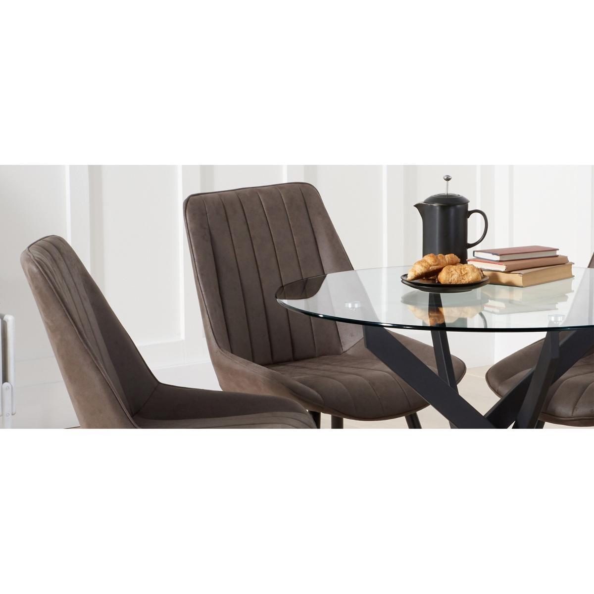 Mara 100cm Round Glass Dining Table with Marcel Antique Chairs – image 10