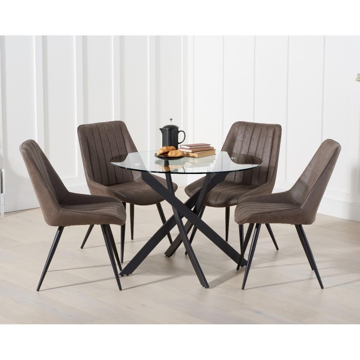 Mara 100cm Round Glass Dining Table with Marcel Antique Chairs – image 1