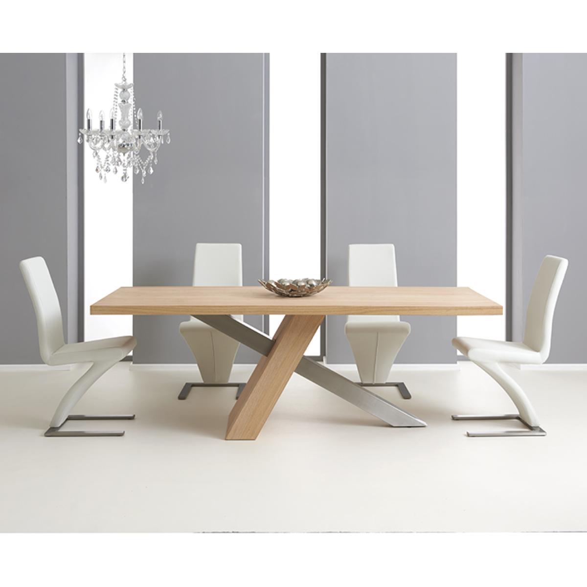 Michigan 180cm Solid Oak and Metal Industrial Dining Table With 8 Black Aldo Chairs – image 2