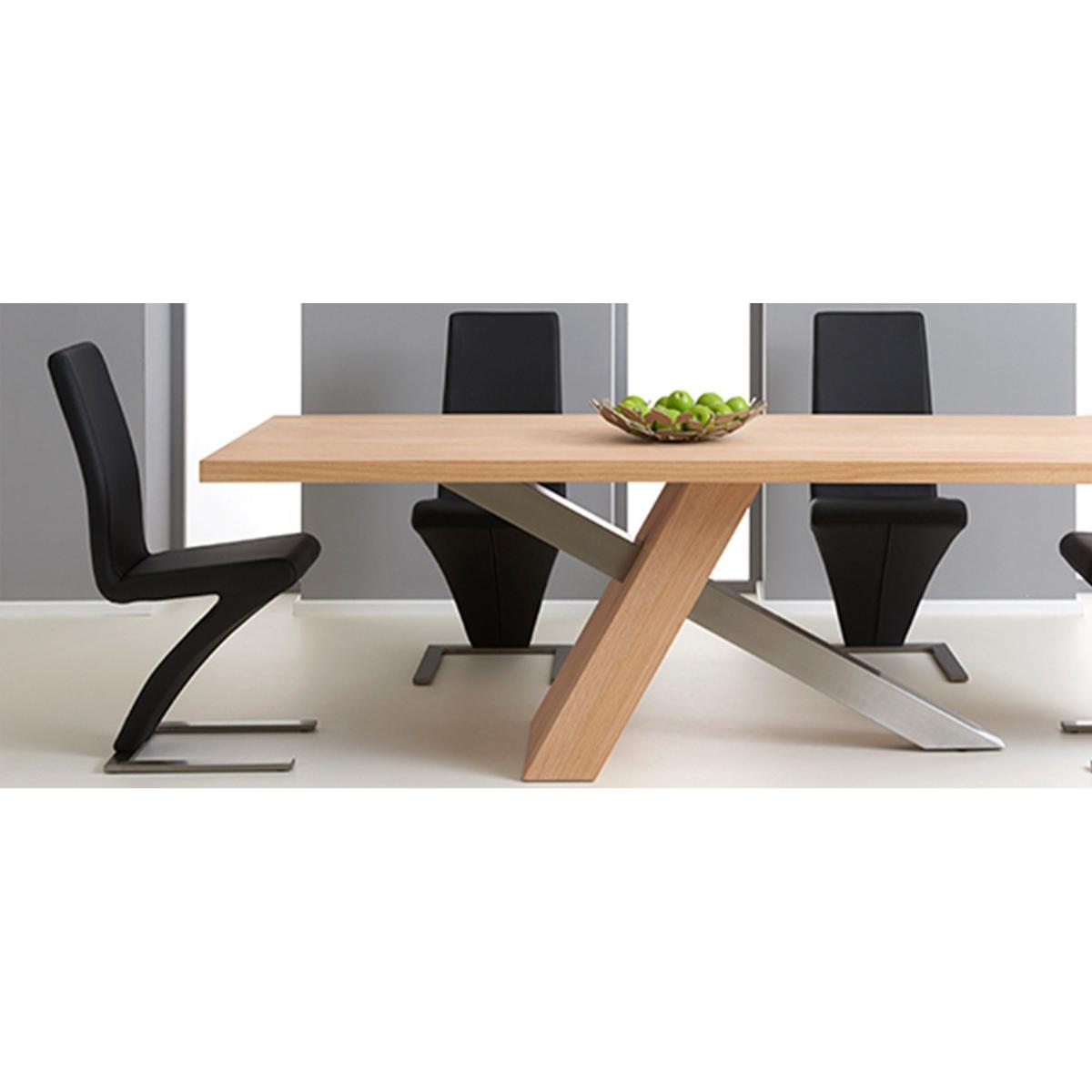 Michigan 180cm Solid Oak and Metal Industrial Dining Table With 8 Black Aldo Chairs – image 6