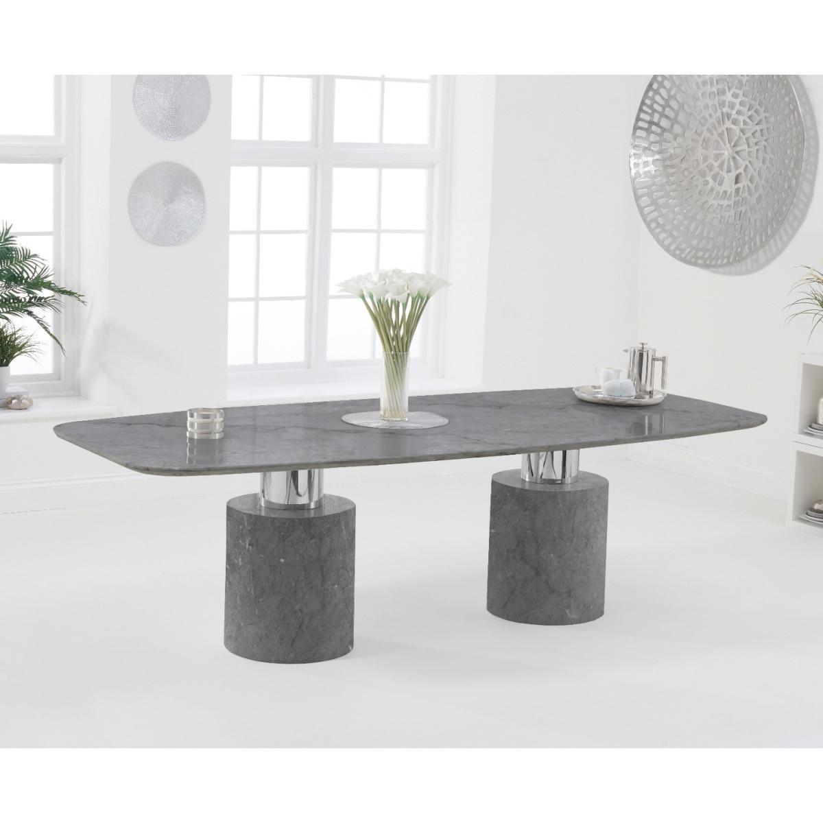 Antonio 260cm Grey Marble Dining Table with Malaga Chairs - Grey, 6 Chairs – image 2