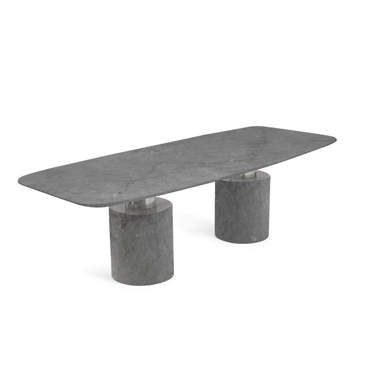 Antonio 260cm Grey Marble Dining Table with Malaga Chairs - Grey, 6 Chairs – image 7