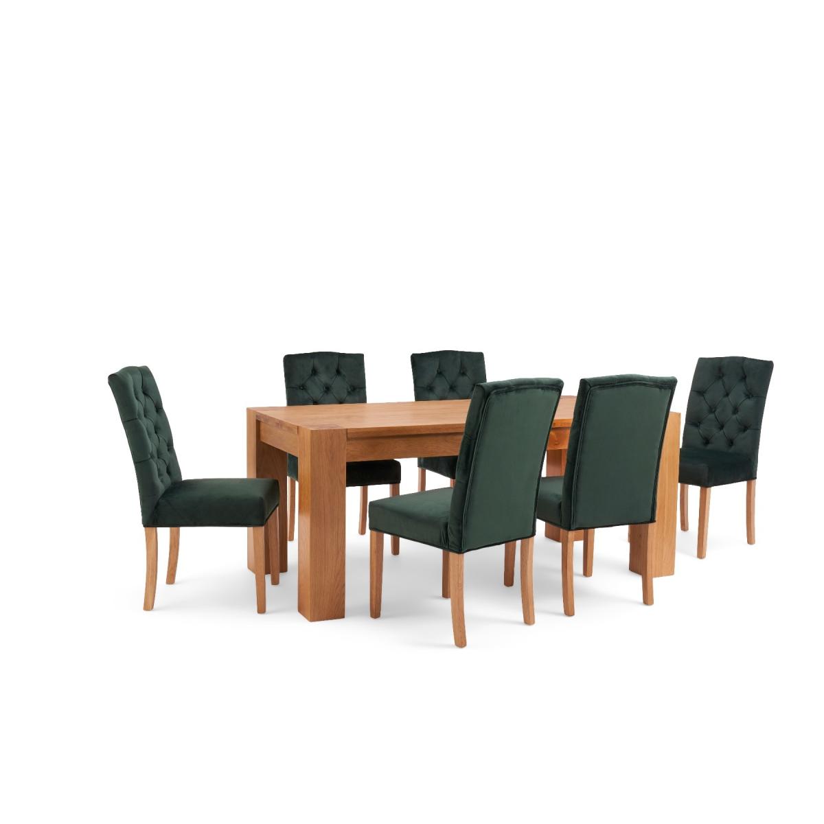 Thames 220cm Oak Dining Table with Claudia Velvet Chairs - Blue, 6 Chairs – image 14