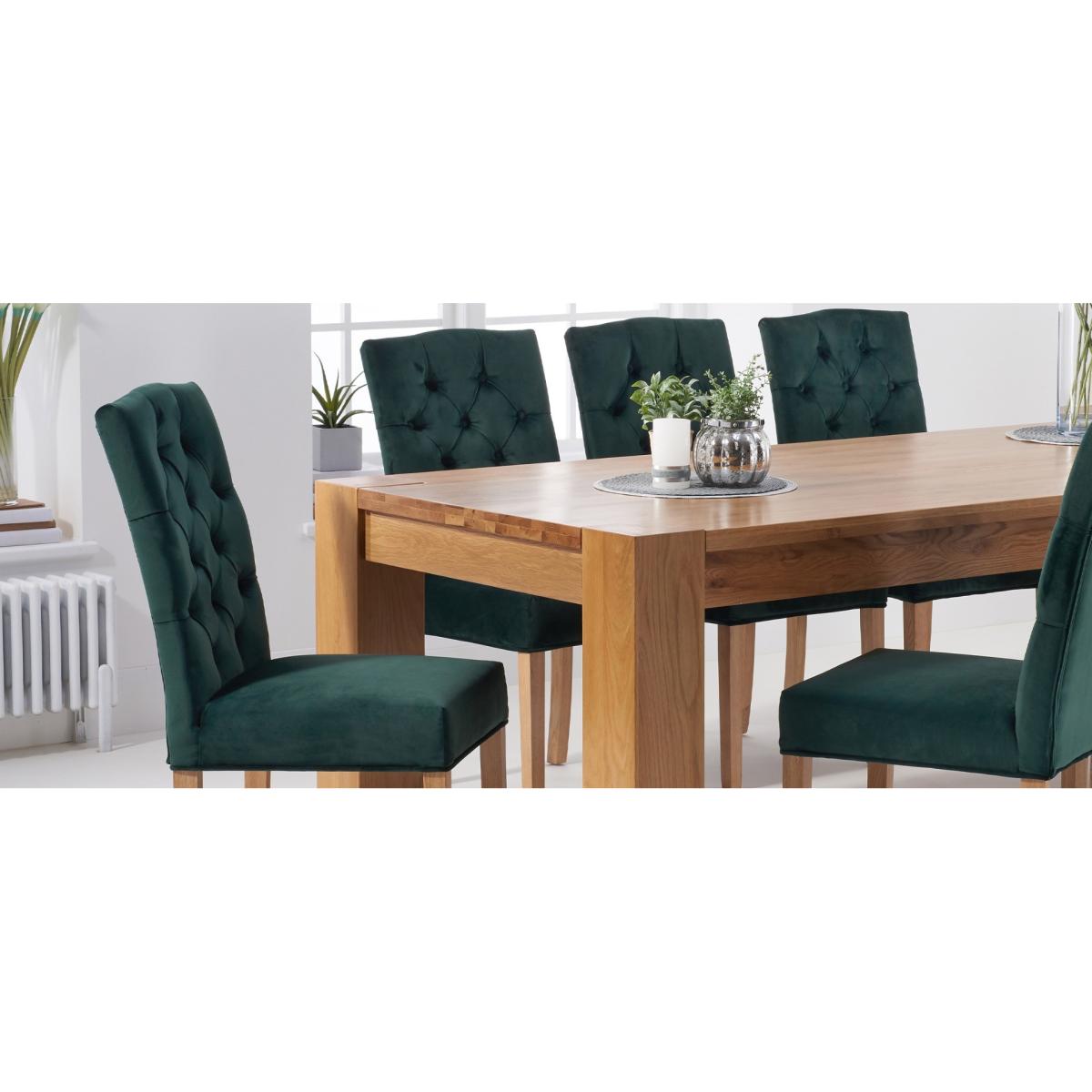 Thames 220cm Oak Dining Table with Claudia Velvet Chairs - Blue, 6 Chairs – image 16