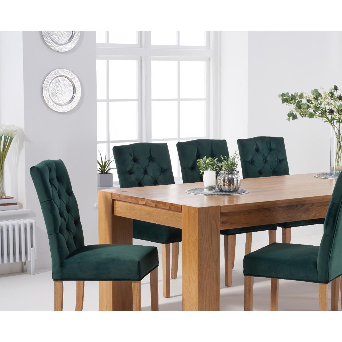 Thames 220cm Oak Dining Table with Claudia Velvet Chairs - Blue, 6 Chairs – image 6