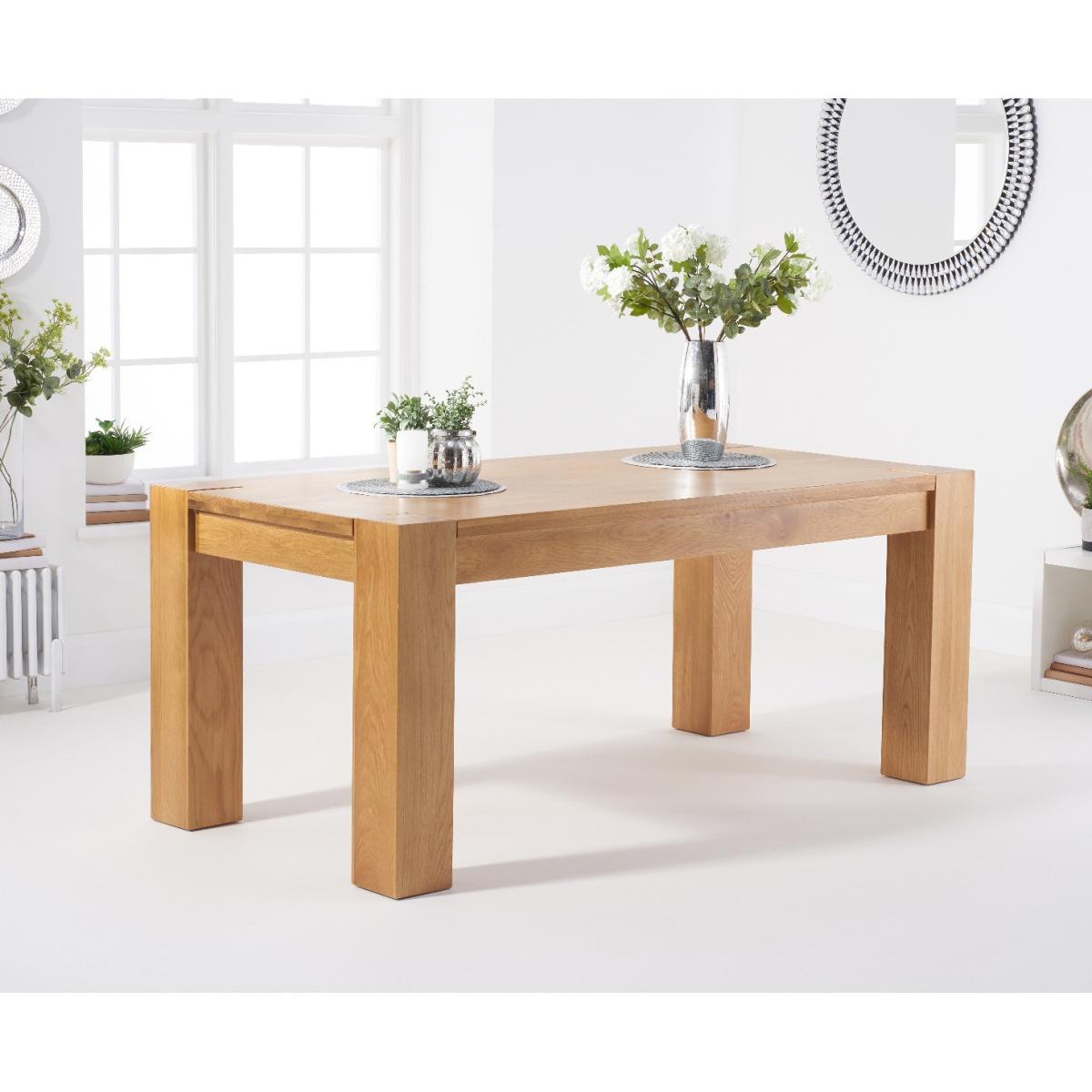 Thames 220cm Oak Dining Table with Claudia Velvet Chairs - Blue, 6 Chairs – image 7