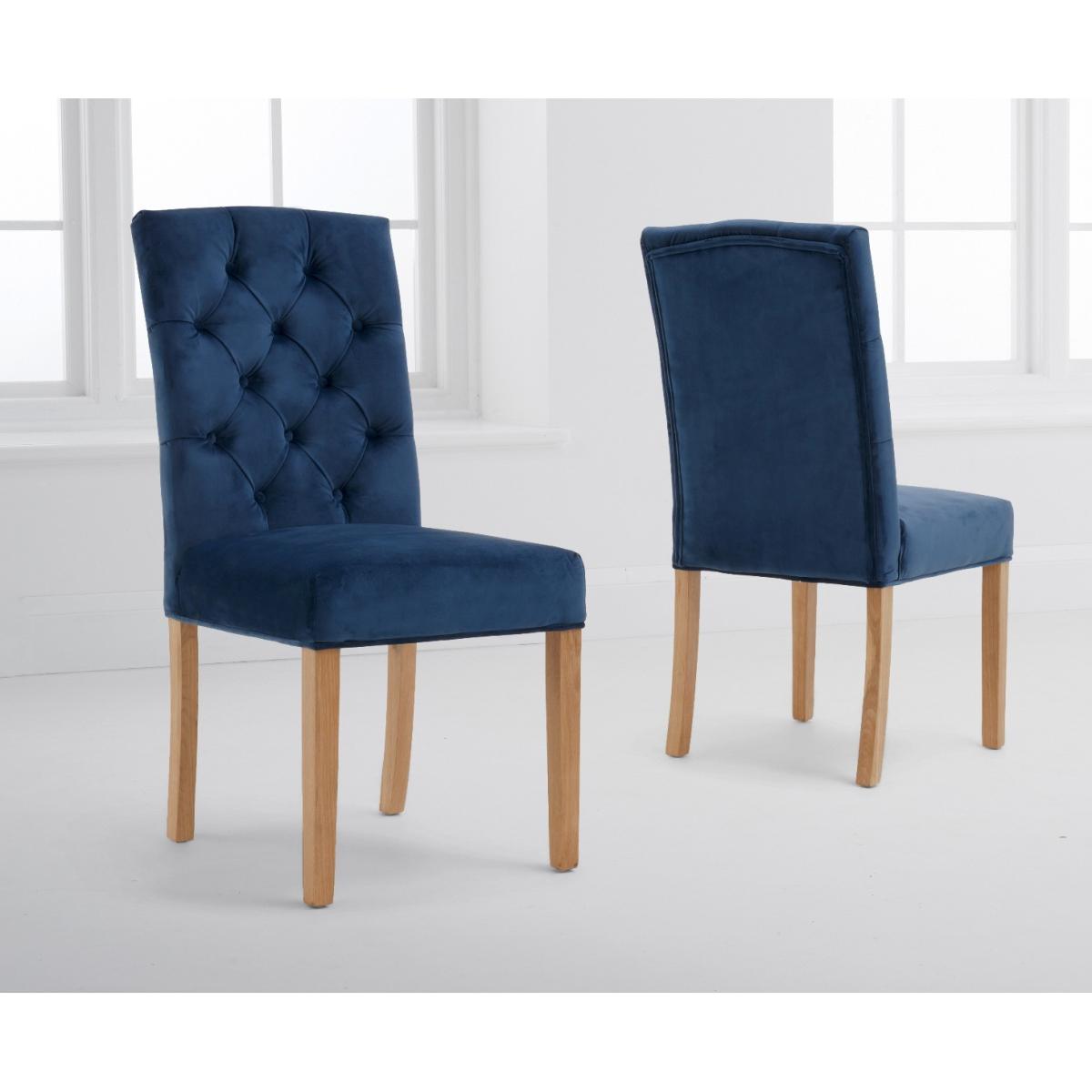 Thames 220cm Oak Dining Table with Claudia Velvet Chairs - Blue, 6 Chairs – image 10